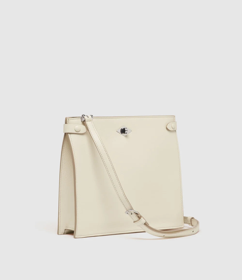 Stowaway Crossbody in Smooth Calfskin White Sand