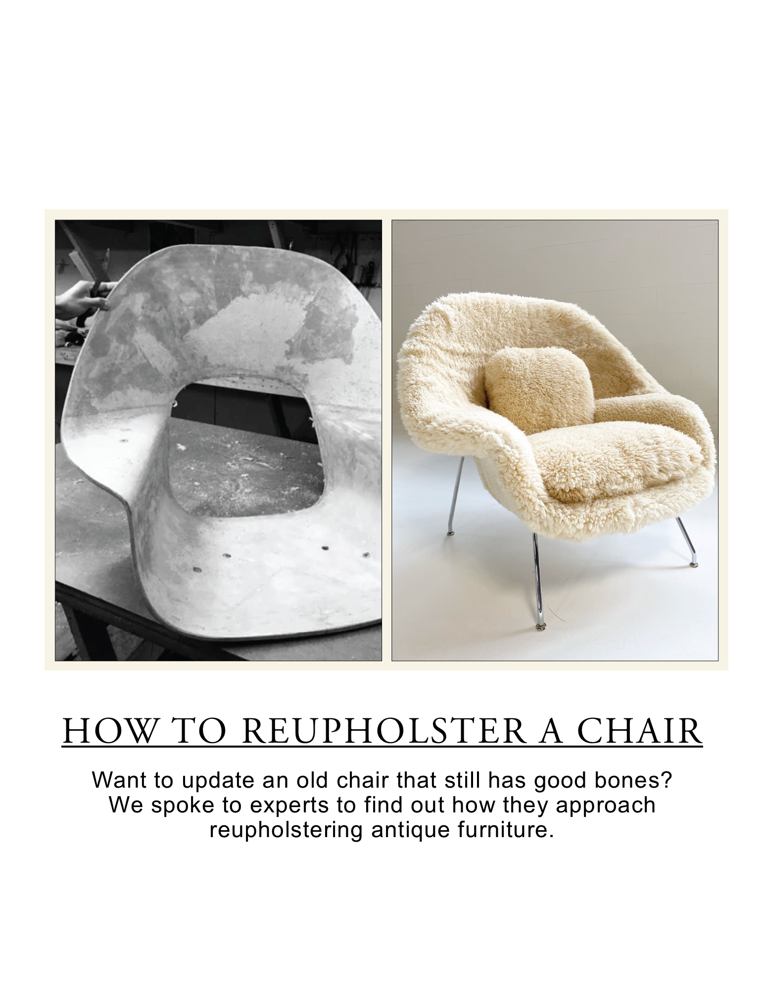 <p><a href="https://www.1stdibs.com/blogs/the-study/how-to-reupholster-a-chair/" target="_blank" title="https://www.1stdibs.com/blogs/the-study/how-to-reupholster-a-chair/"><strong>Click Here To Read</strong></a></p>
