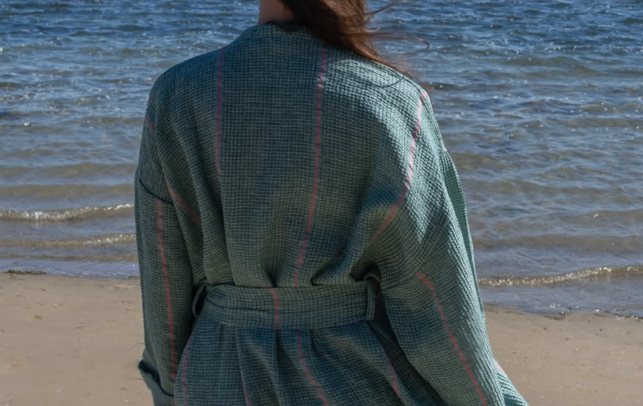 Montecatini Bathrobe, Pino Green/Pink