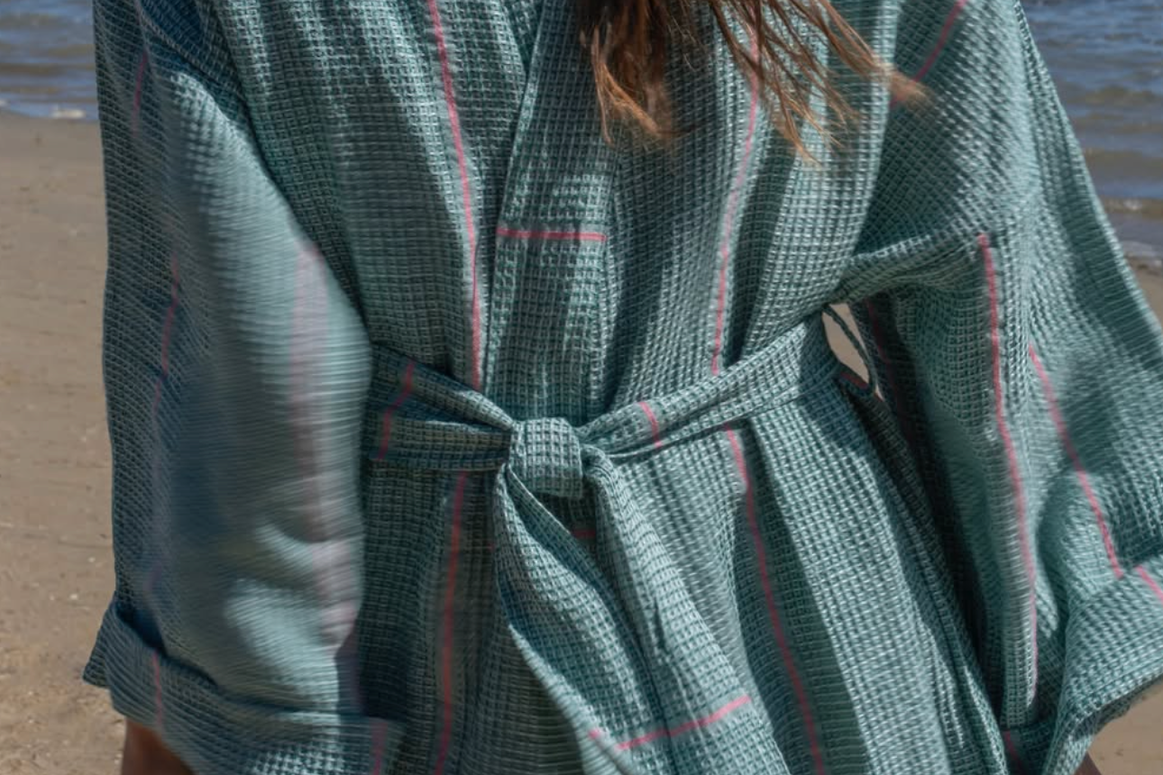 Montecatini Bathrobe, Pino Green/Pink