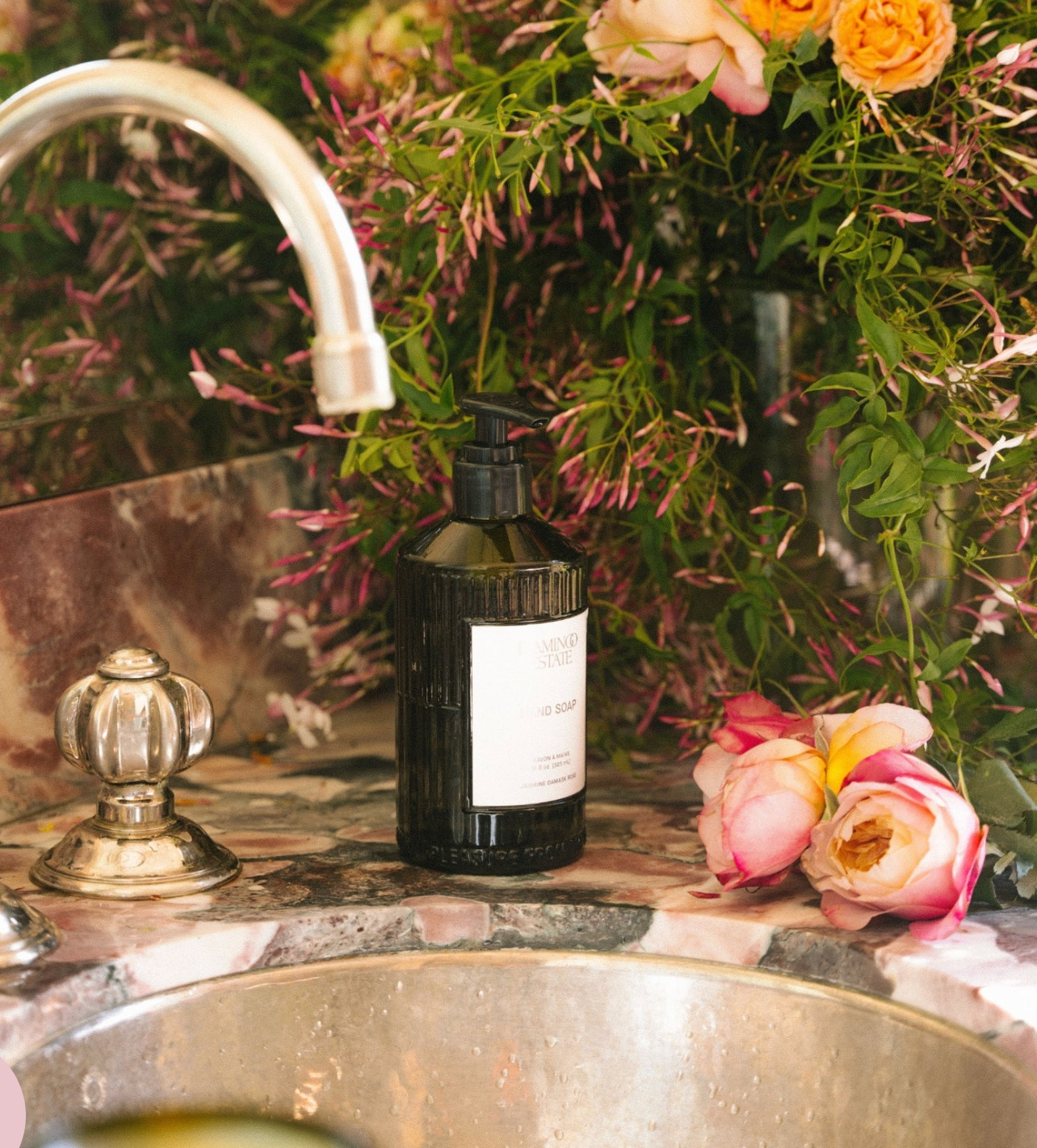 Jasmine Damask Rose Glass Hand Soap