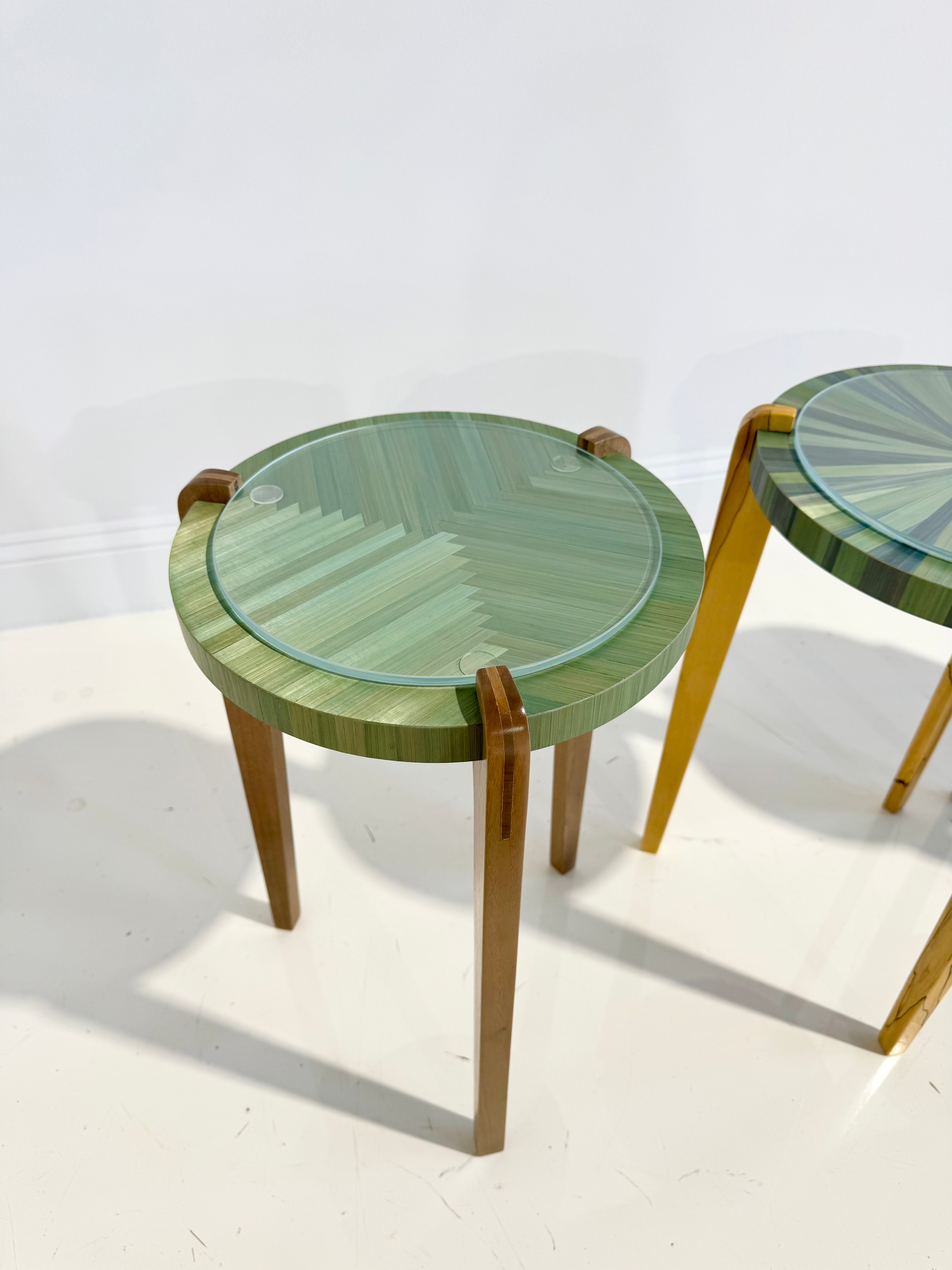 Straw Marquetry Cocktail Table, 3 Available