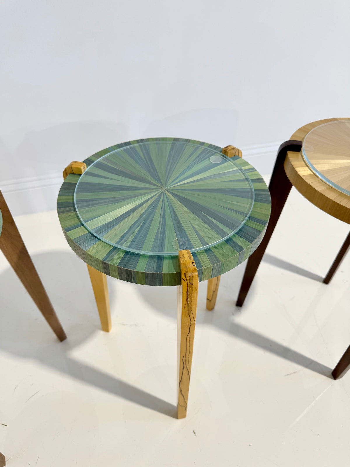 Straw Marquetry Cocktail Table, 3 Available