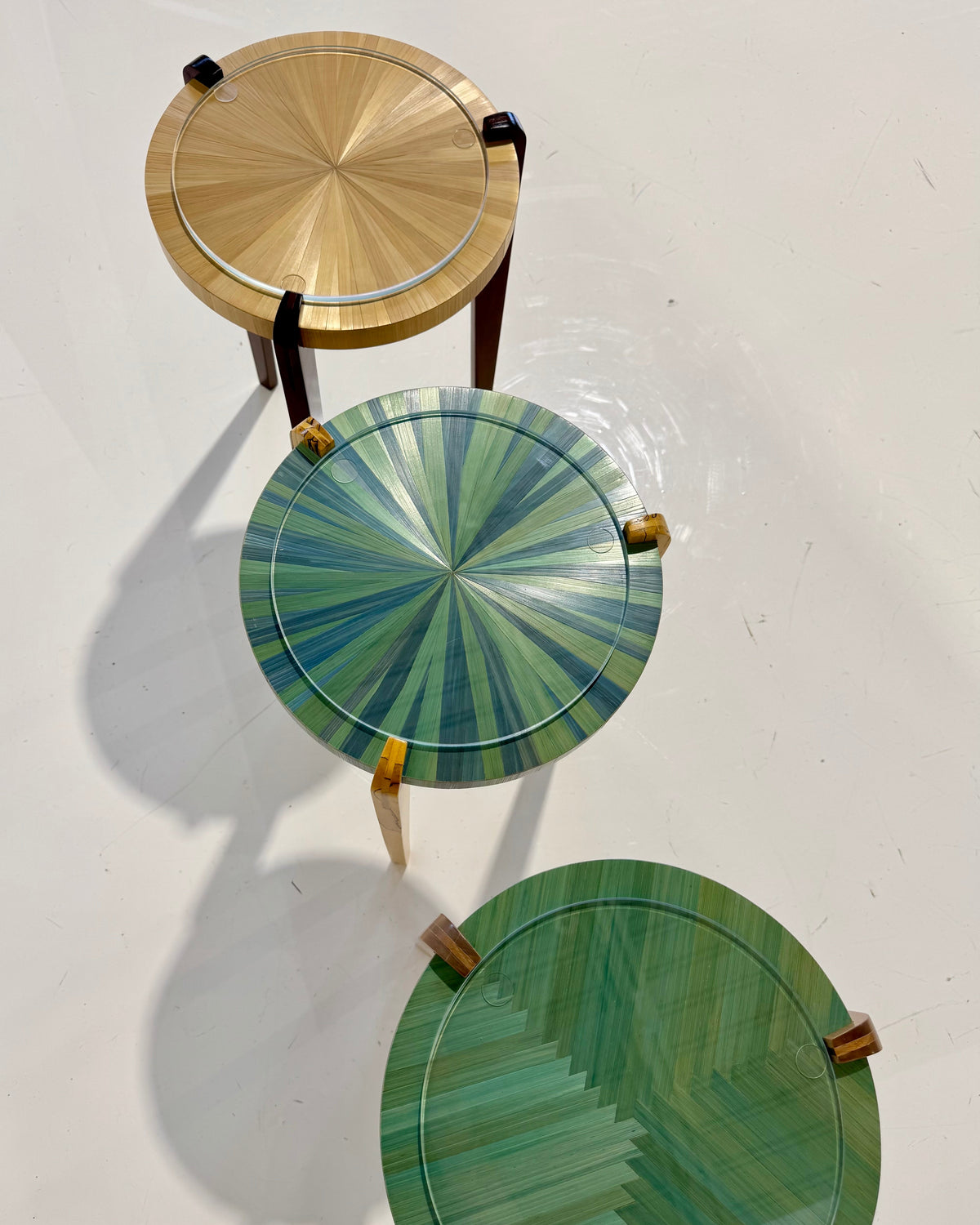 Straw Marquetry Cocktail Table, 3 Available