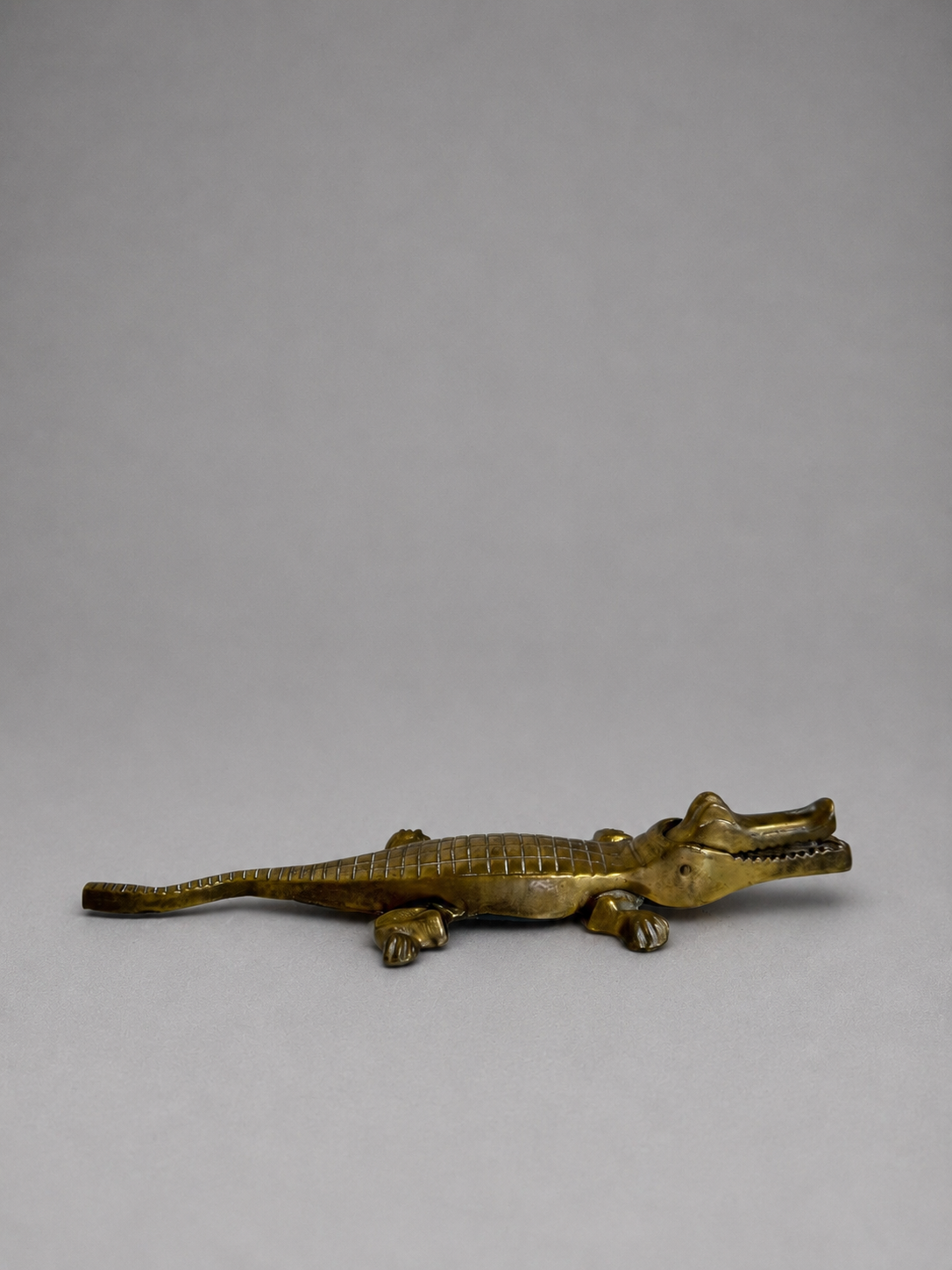 Vintage Brass Alligator Nutcracker