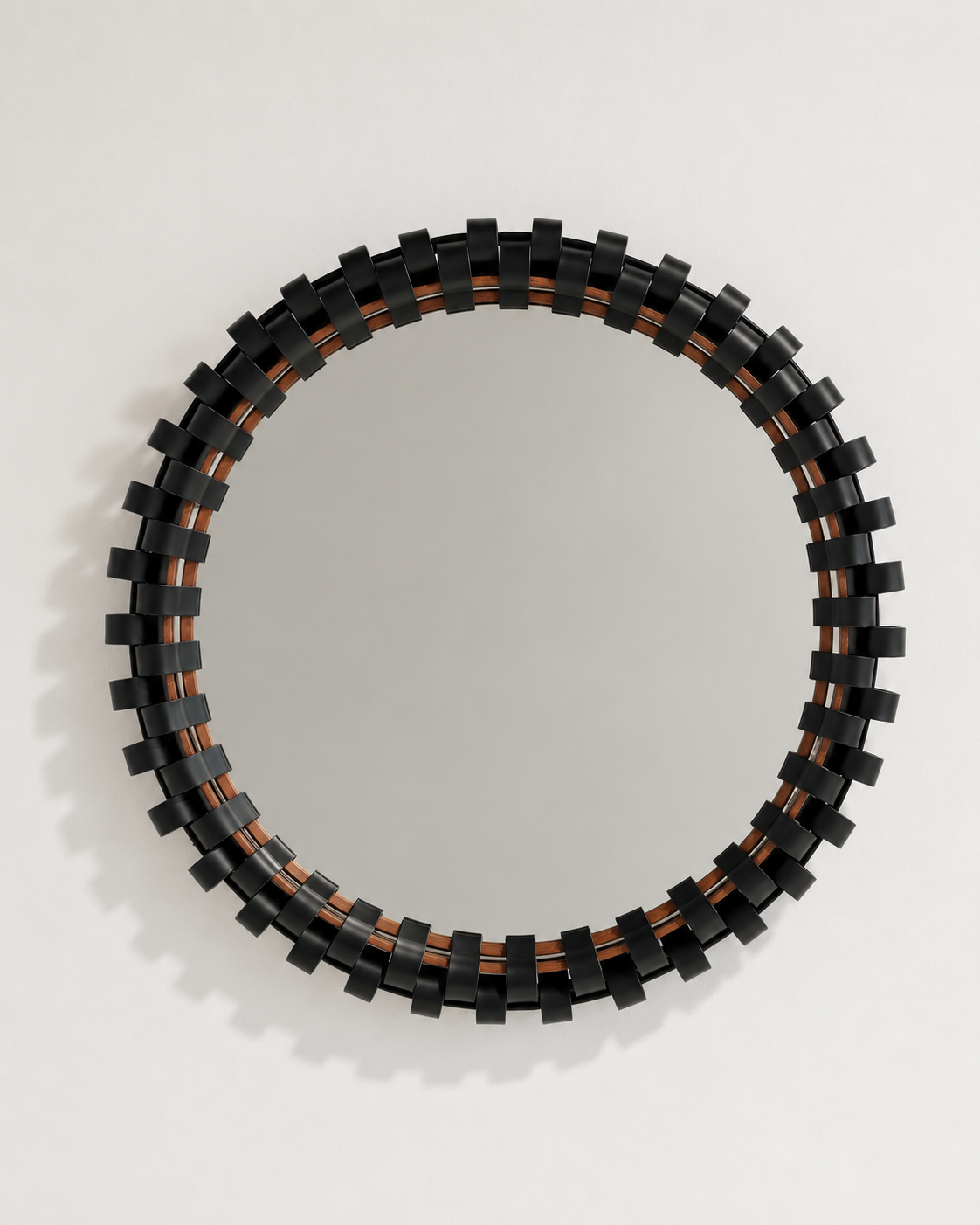 Rosette Mirror - Dark Green Leather