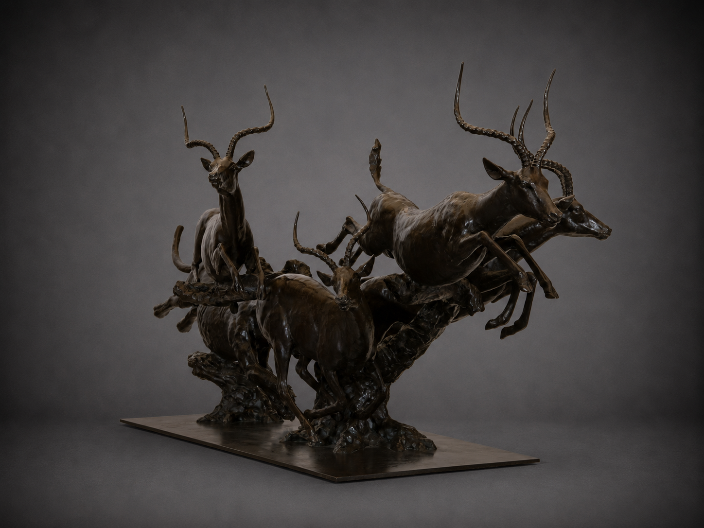 Fair Chase – Leopard Chasing Four Impala