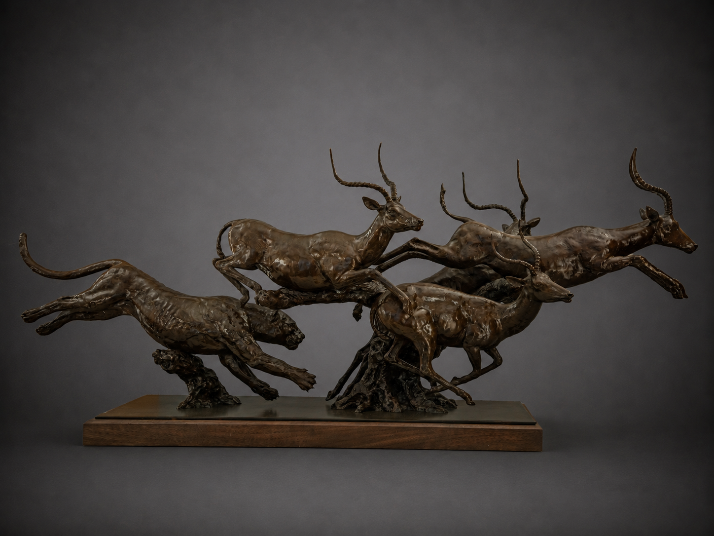 Fair Chase – Leopard Chasing Four Impala