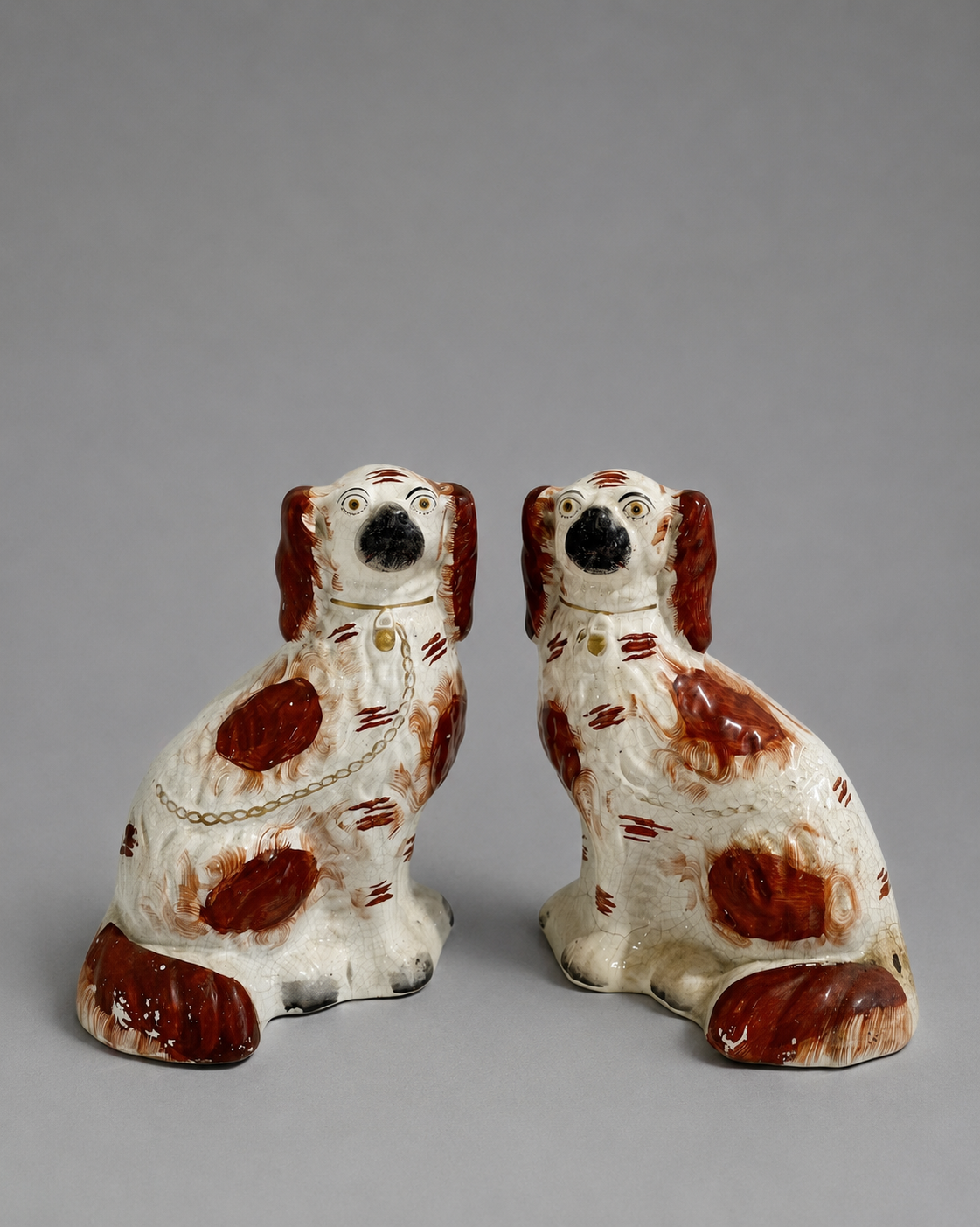 Pair of Antique English Staffordshire Dogs