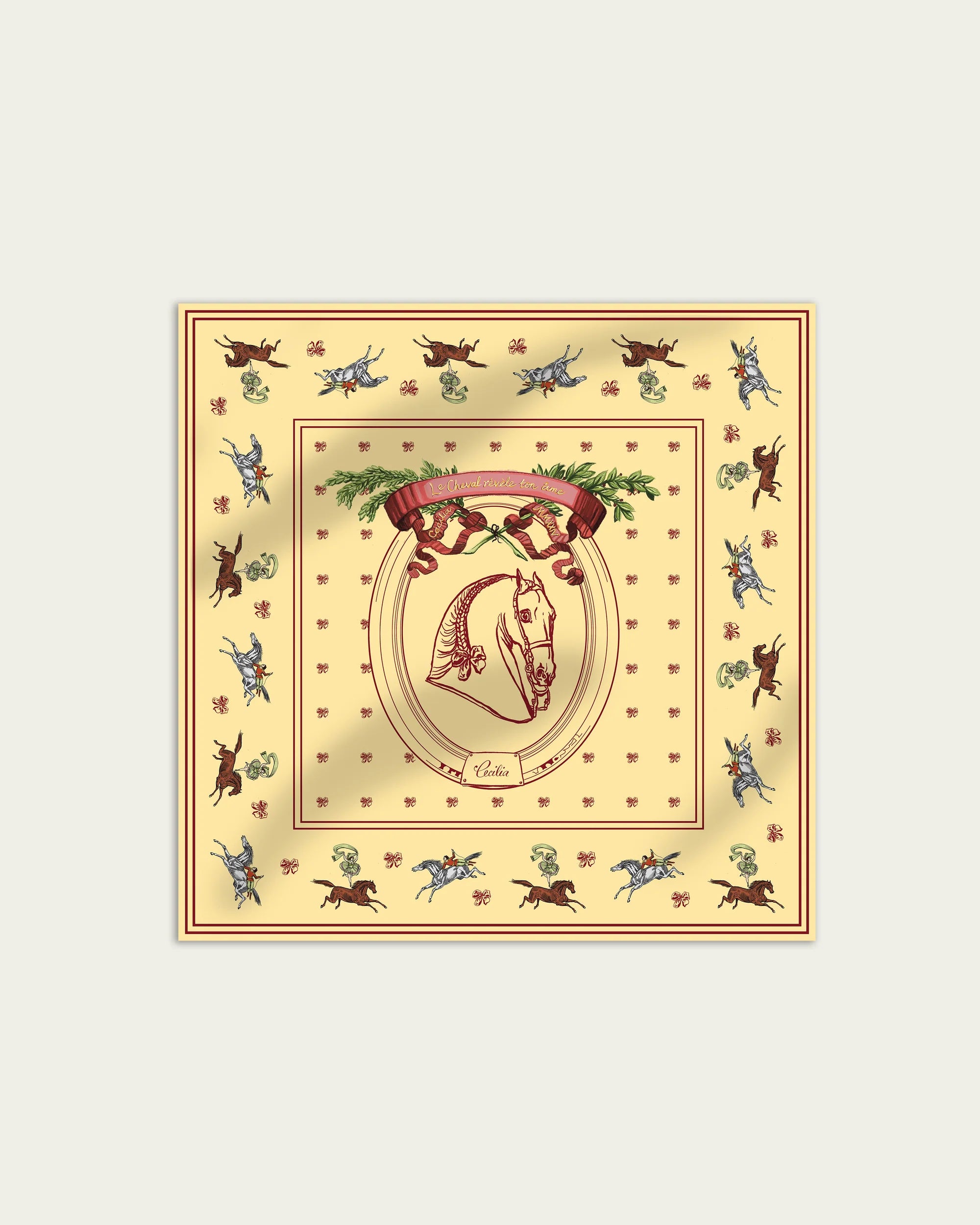 Petit Carousel 55 Silk Twill Bandana in Soft Butter