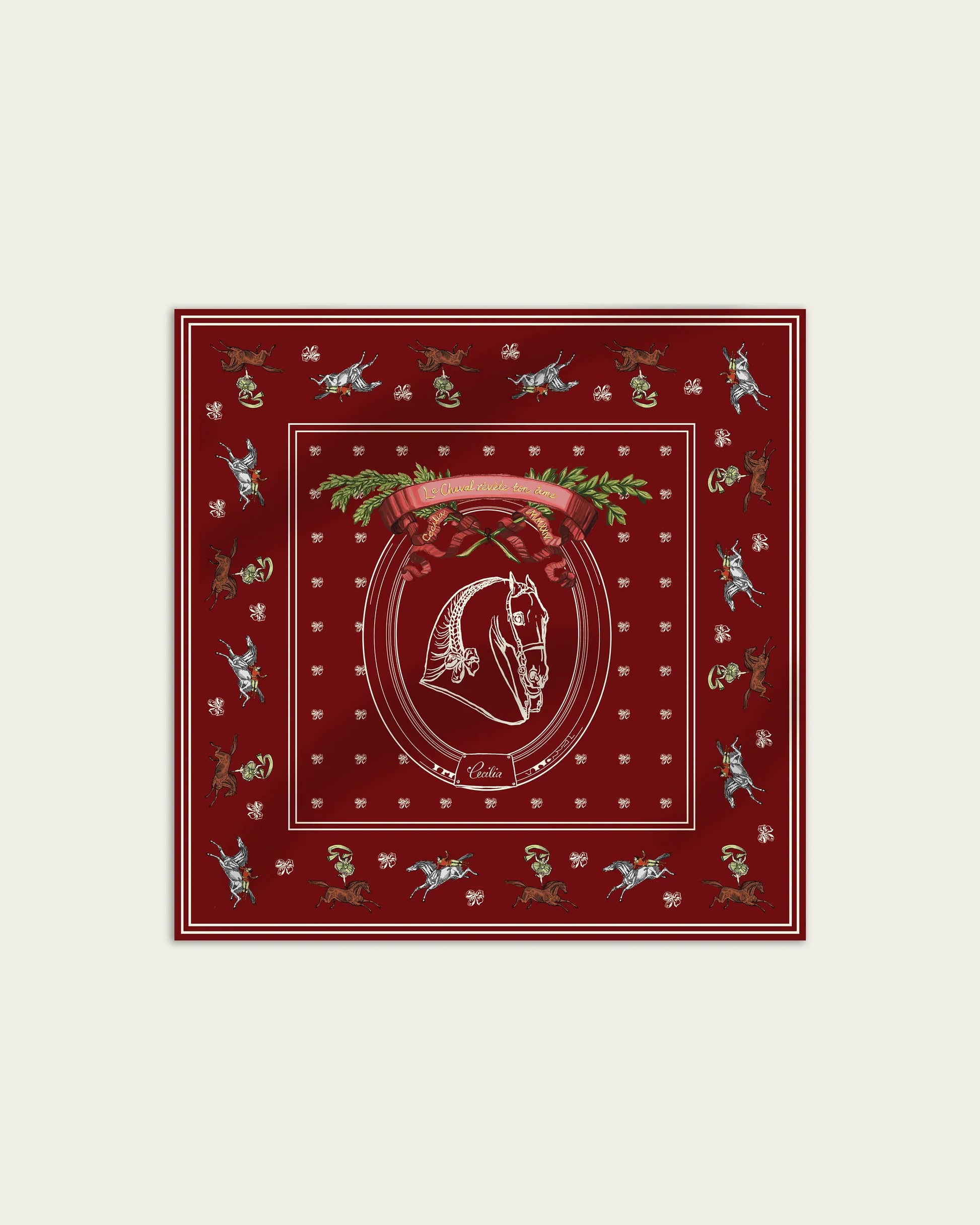 Petit Carousel 55 Silk Twill Bandana in Claret - FORSYTH