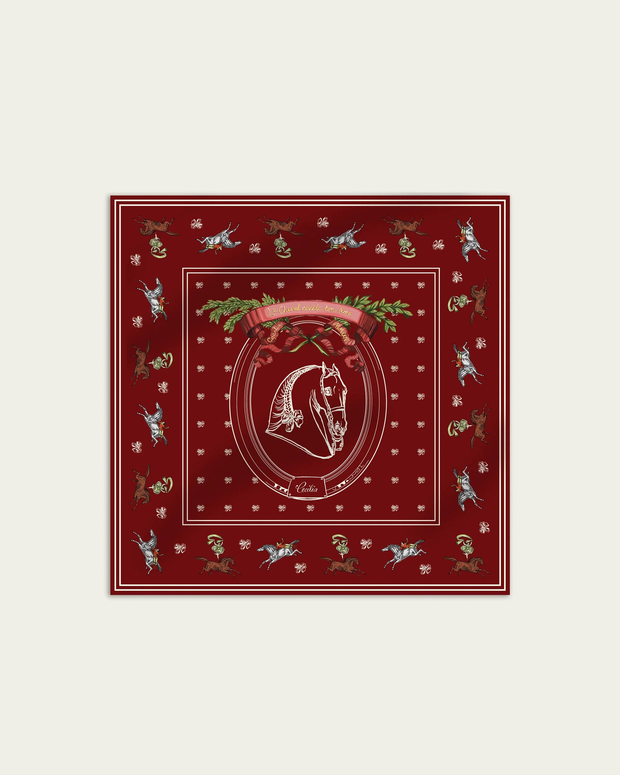 Petit Carousel 55 Silk Twill Bandana in Claret