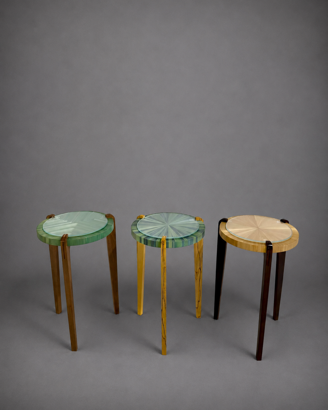 Straw Marquetry Cocktail Table, 3 Available