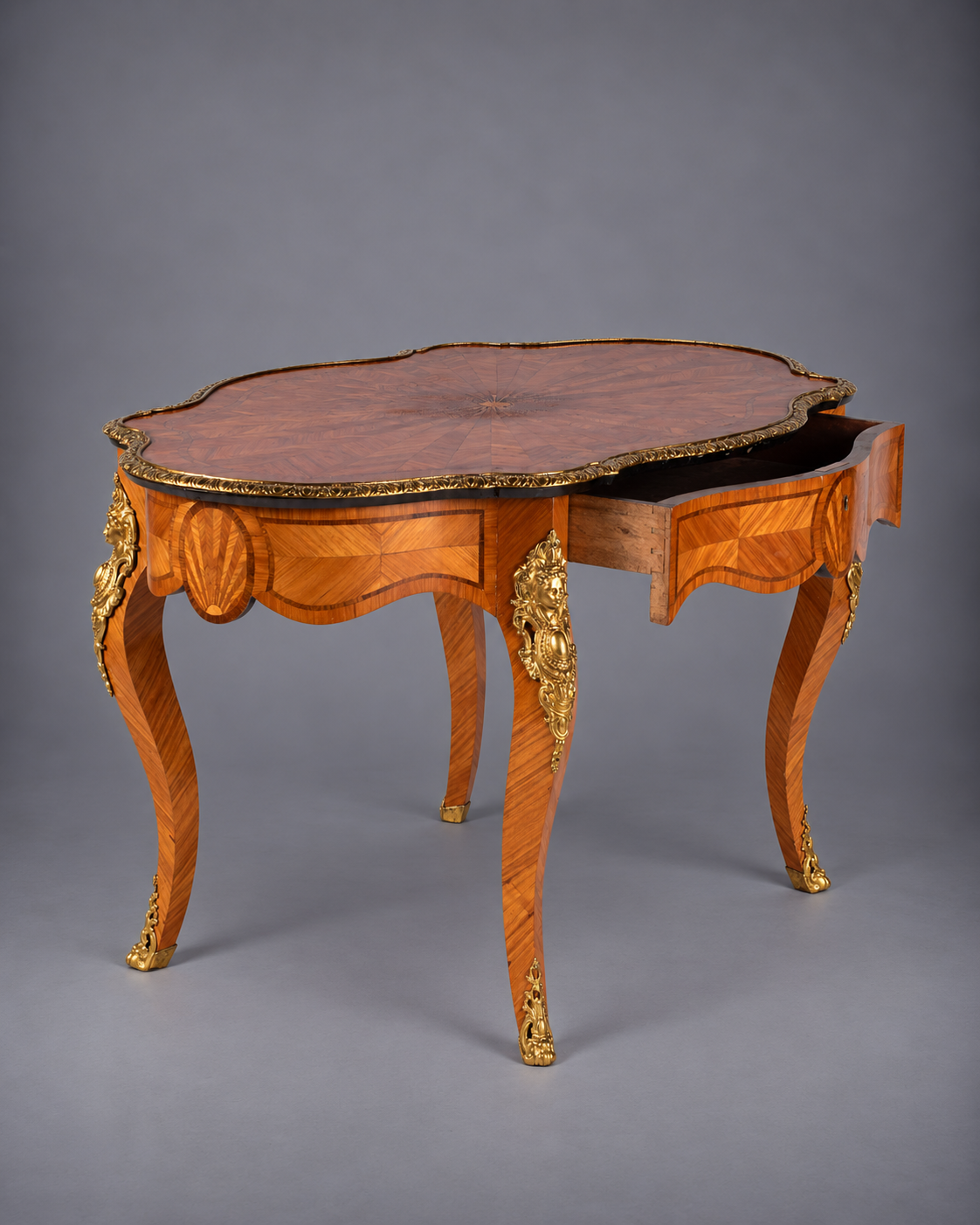 Late 19th c. Louis XV Style Inlaid Parlor Table