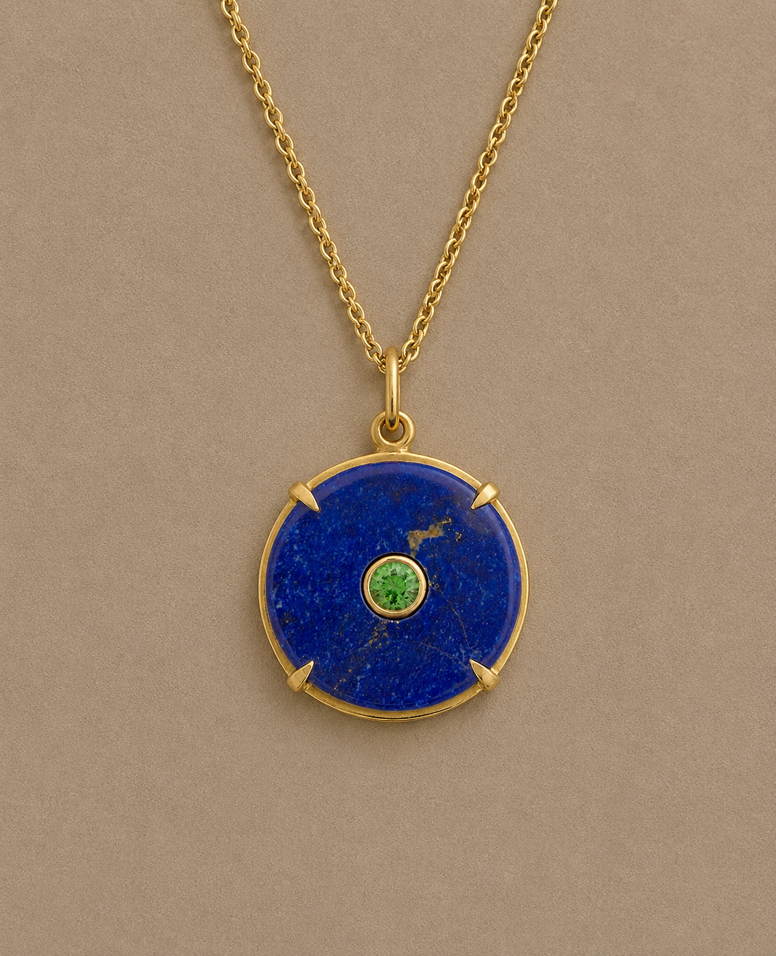 The Circle Pendant, Lapis and Tsavorite