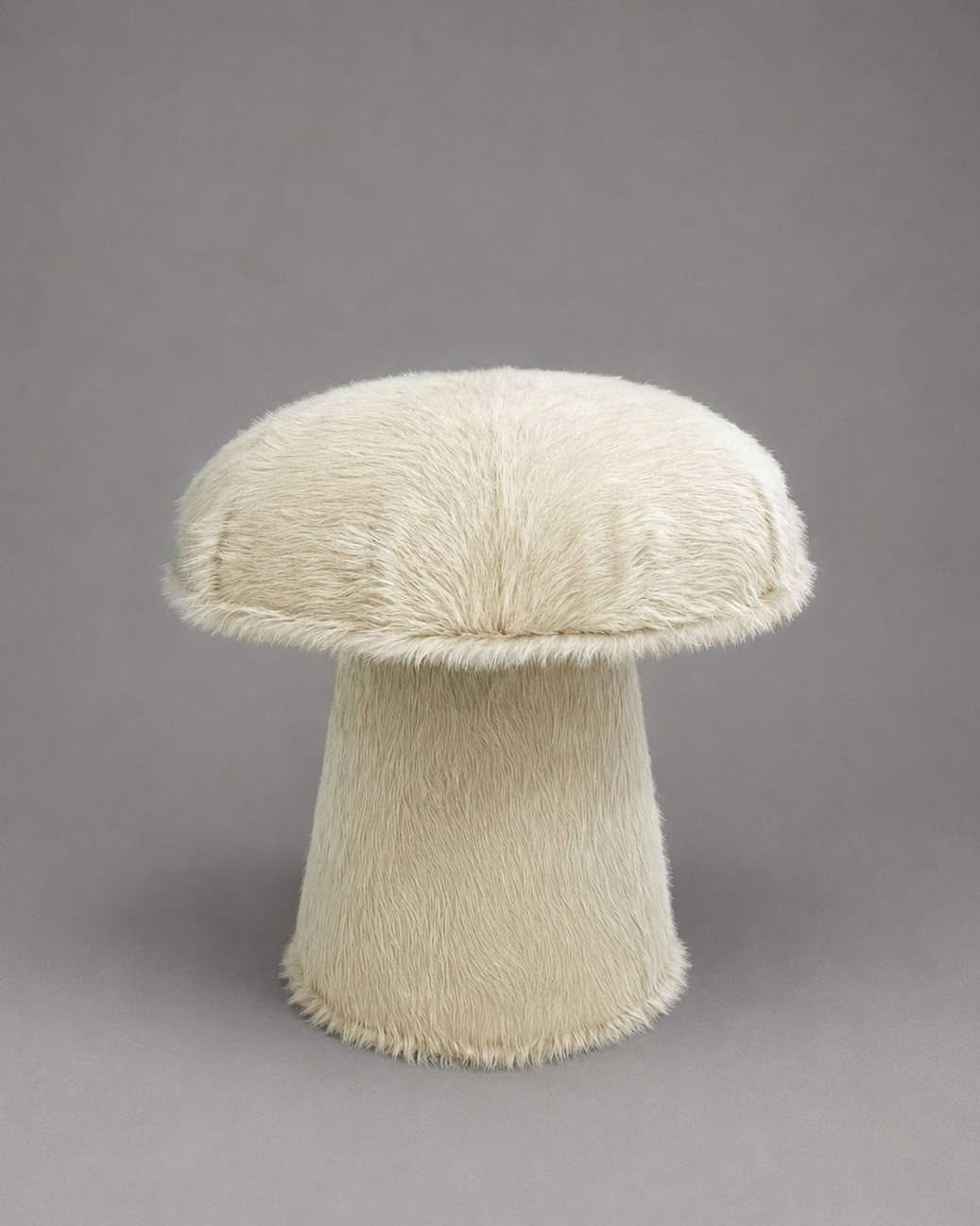 The Forsyth Mushroom Pouf in Ivory Cowhide