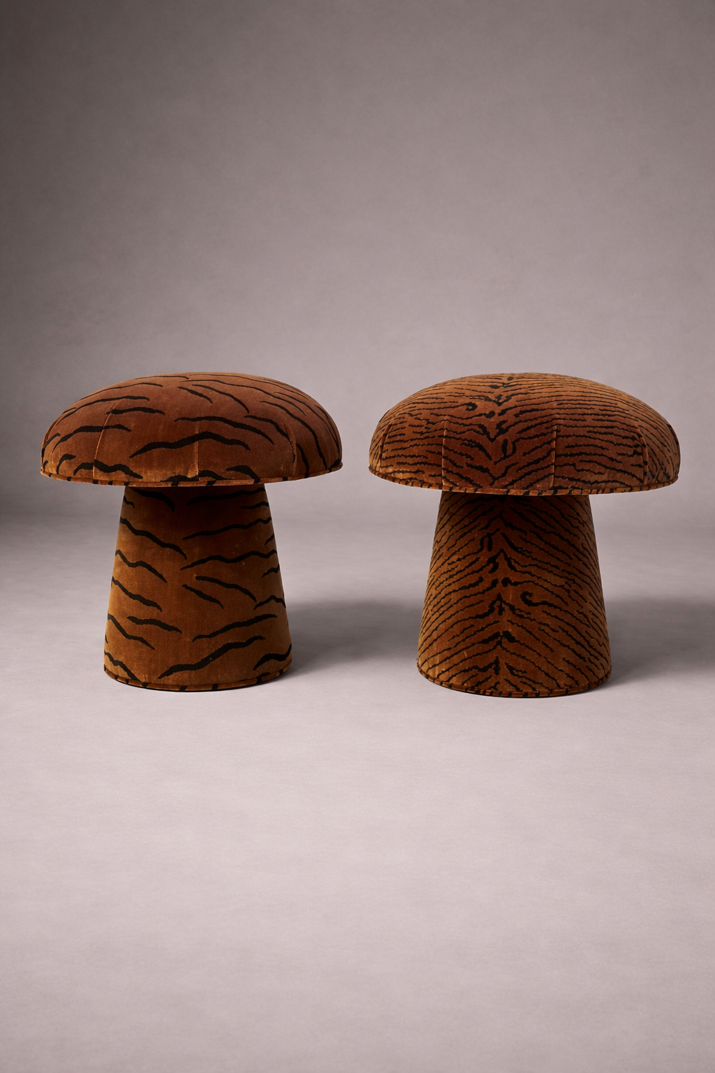 The Forsyth Mushroom Pouf in Dedar 'This Is The Tiger Speaking'