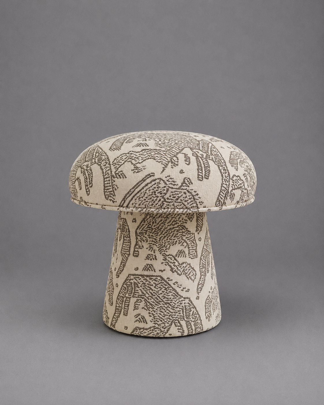 The Forsyth Mini Mushroom Pouf in Dedar 'Tiger Mountain'