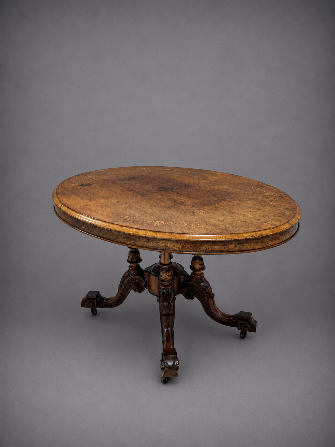 Antique Victorian Inlaid Tilt Top Table