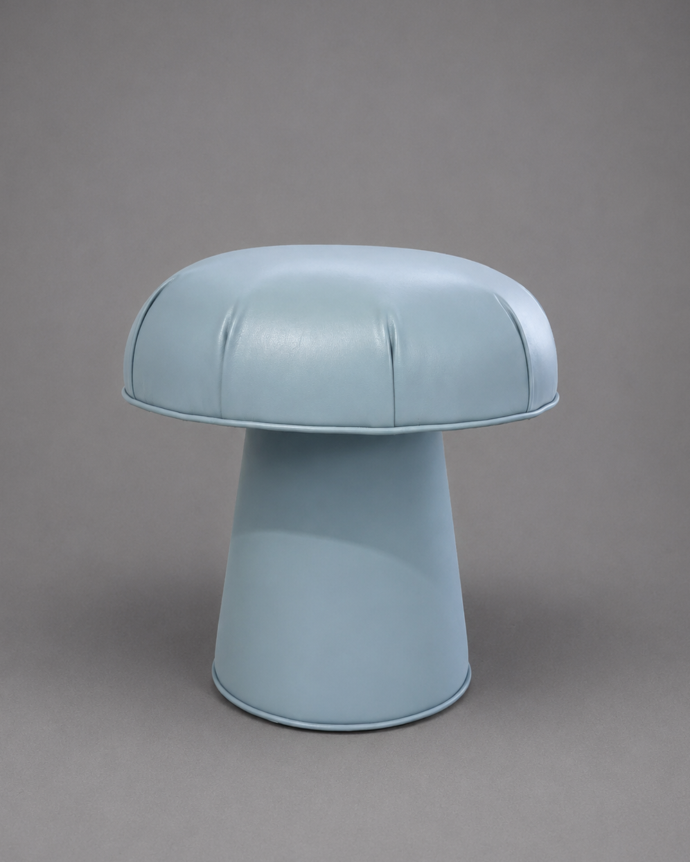 The Forsyth Mushroom Pouf in Sky Blue Leather