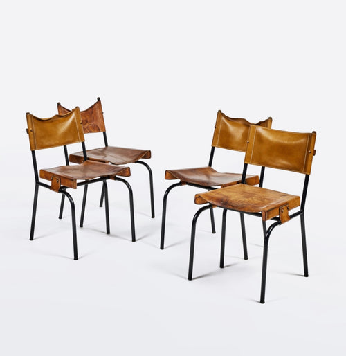 Leather Side Chairs, Set of 4
