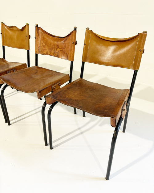 Leather Side Chairs, Set of 4