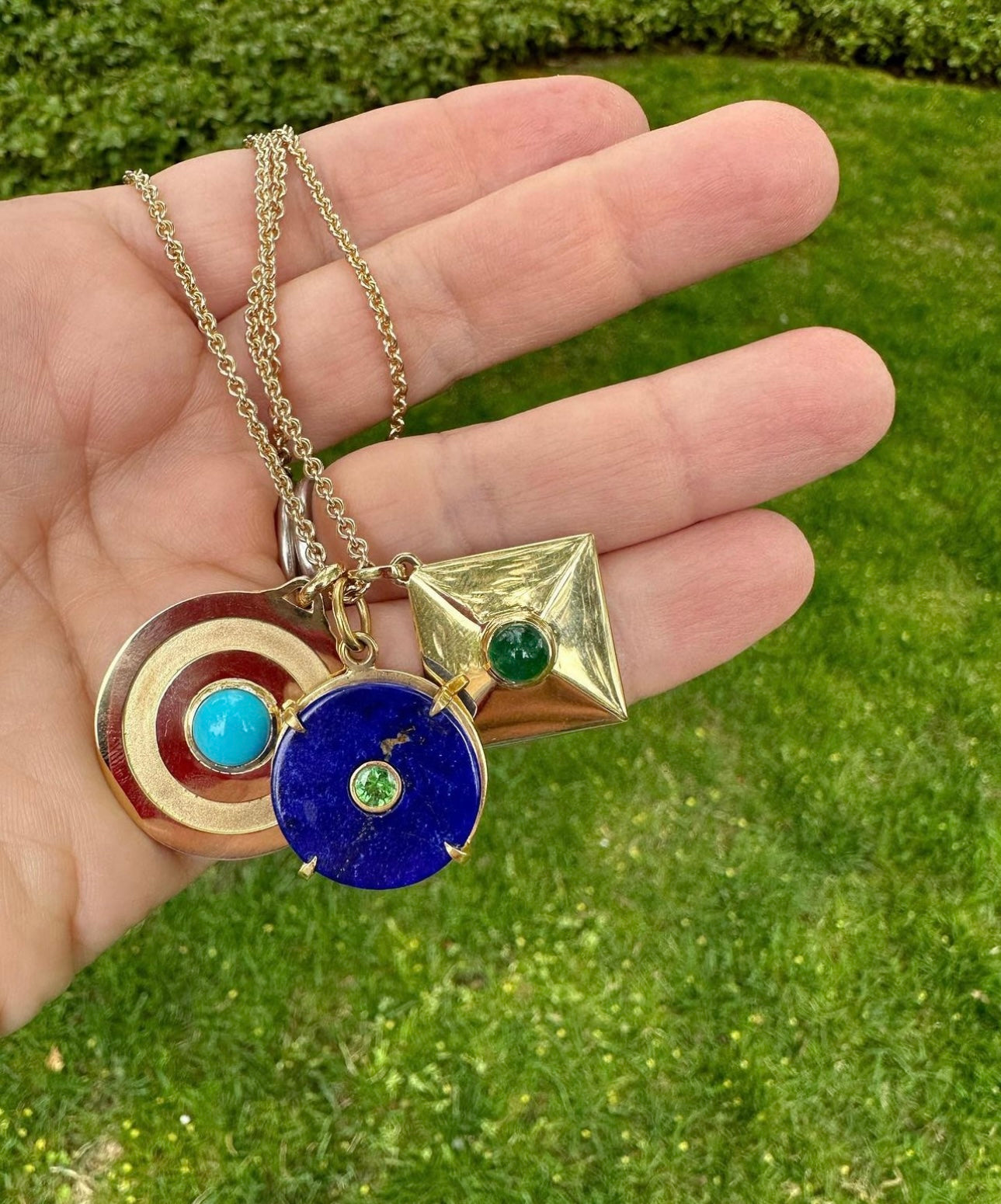 The Circle Pendant, Lapis and Tsavorite