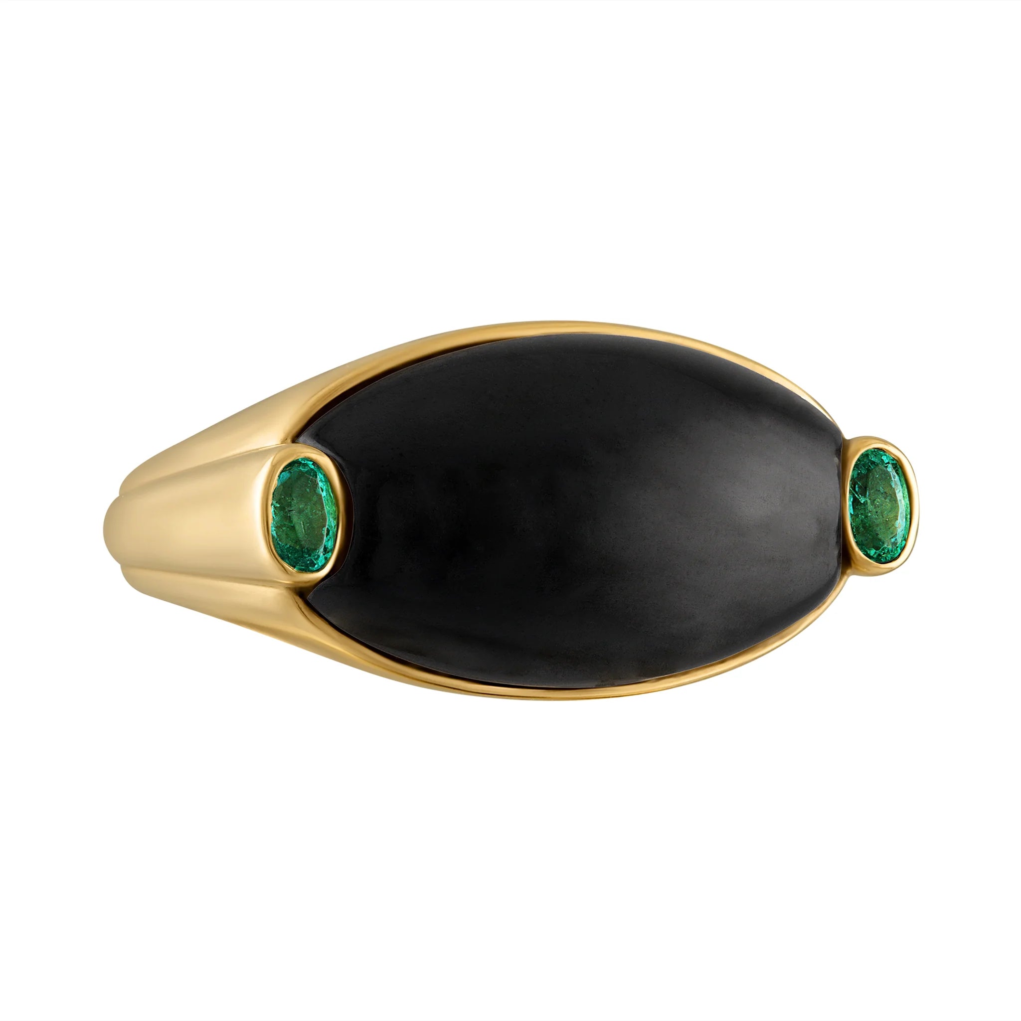 Oval Onyx and Emerald Signet