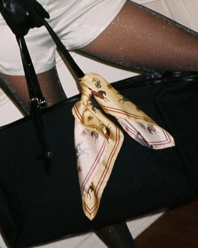 Petit Carousel 55 Silk Twill Bandana in Soft Butter