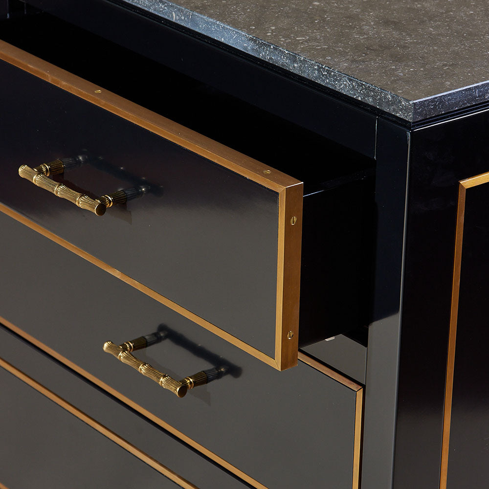 Louis Chest of Drawers - Black Lacquer