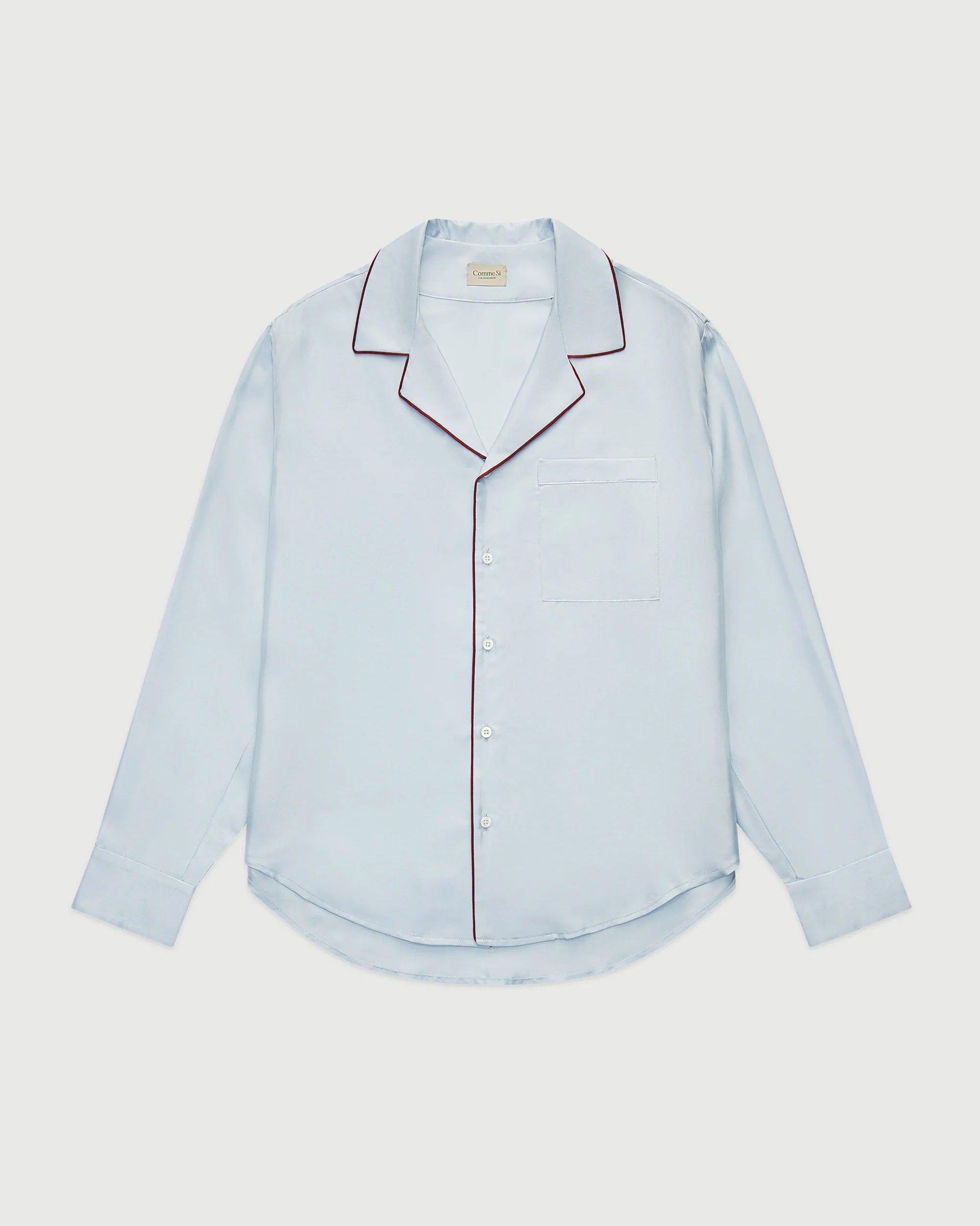 The Notched Collar Shirt, Piped Silk Twill, Glacier - FORSYTH