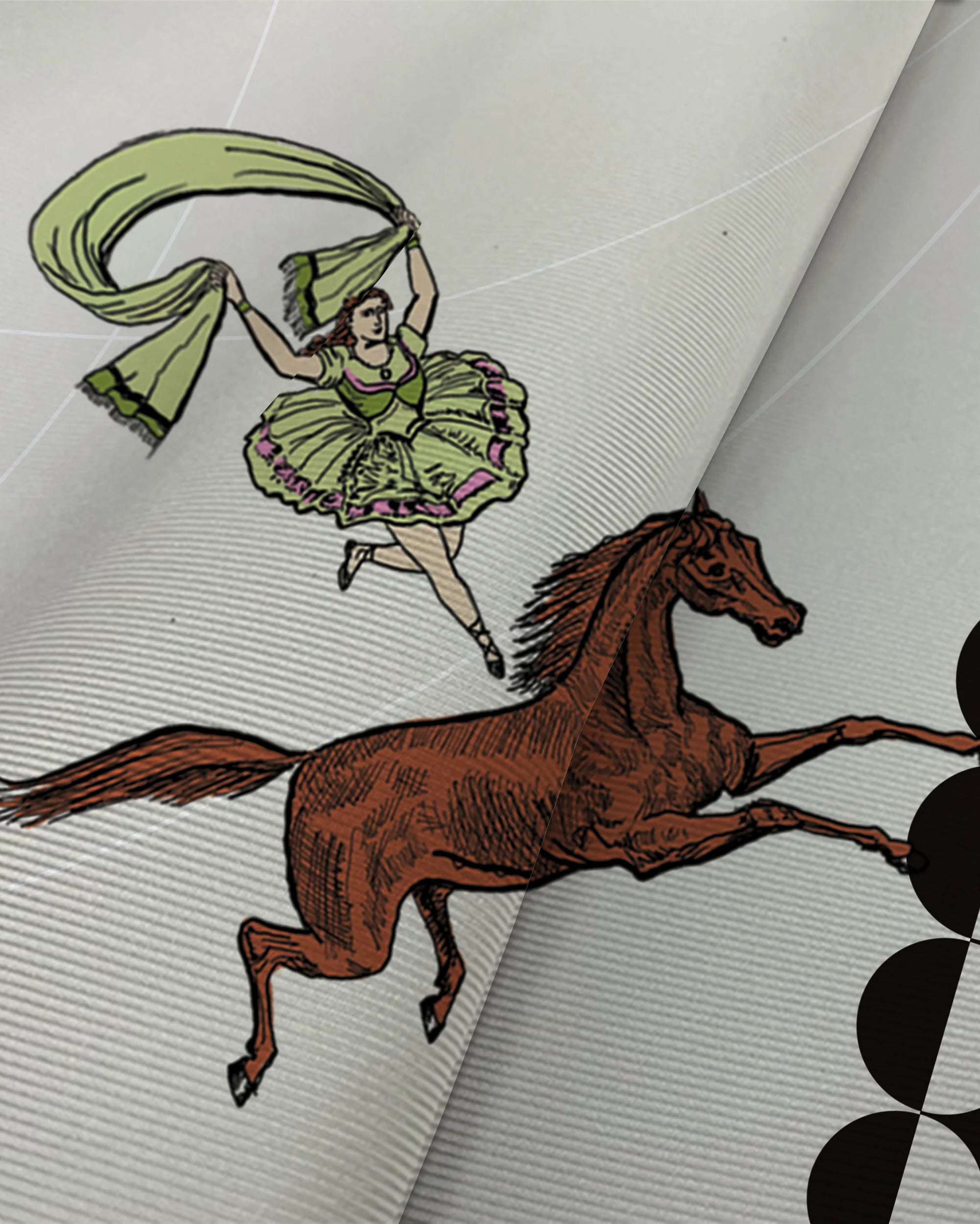 Carousel 90 Silk Twill Scarf in Ivory Black