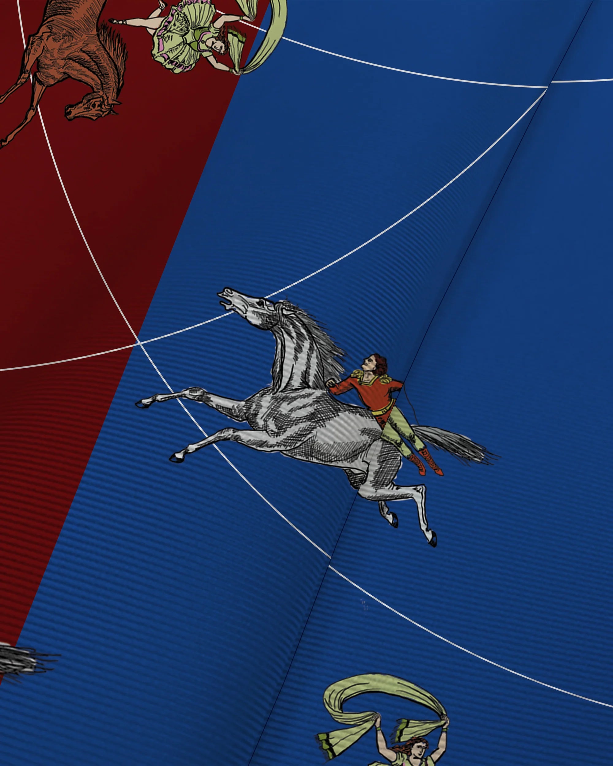 Carousel 90 Silk Twill Scarf in Claret Blue