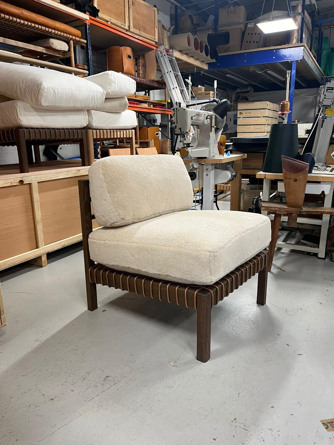 Mochi Easy Chair | Pair in Ivory Shearling and Oak