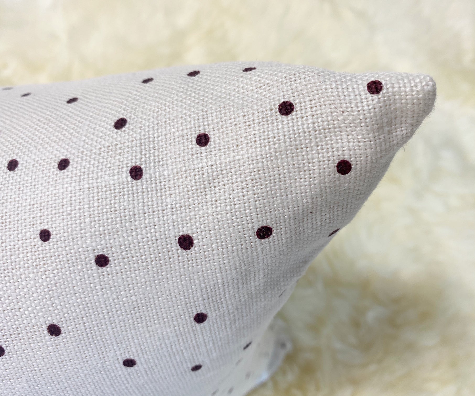 Rose Uniacke Burgundy Dots Linen Pillow, 20"