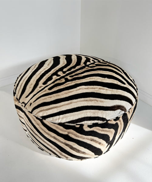 The Forsyth Cloud Ottoman in Zebra Hide