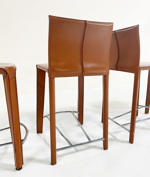 Leather Counter Stools, Set of 4