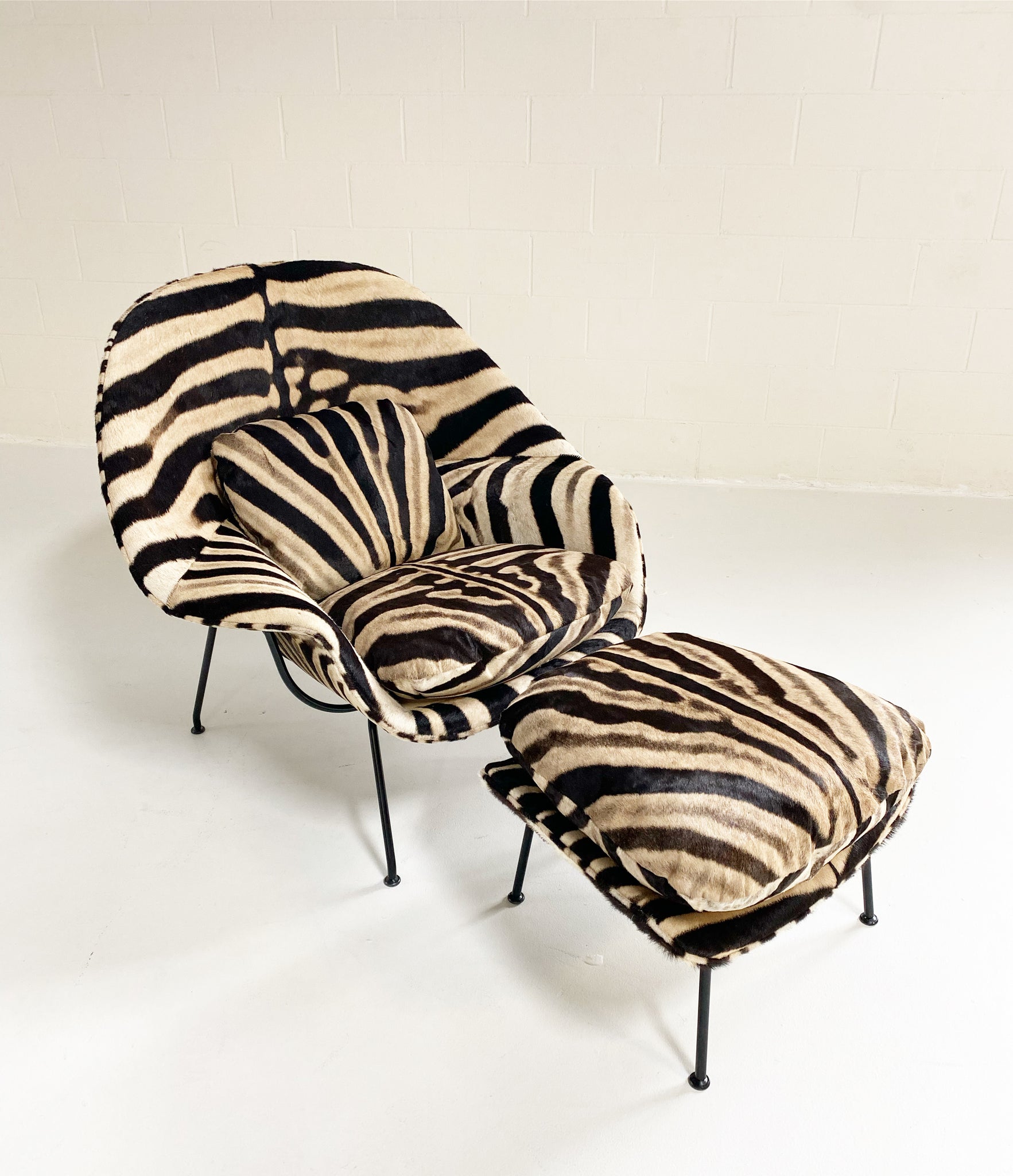 Bespoke Womb Chair and Ottoman in Zebra Hide