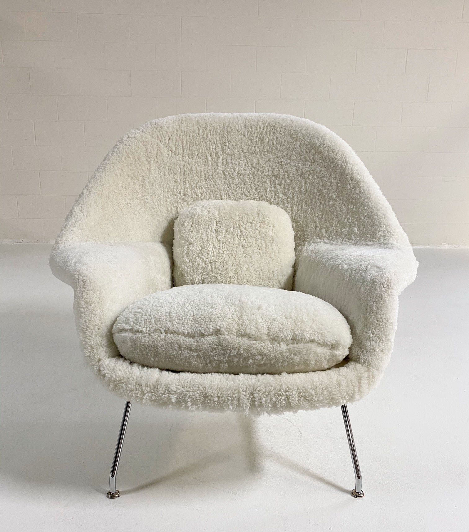 Bespoke Womb Chair and Ottoman in Australian Shearling