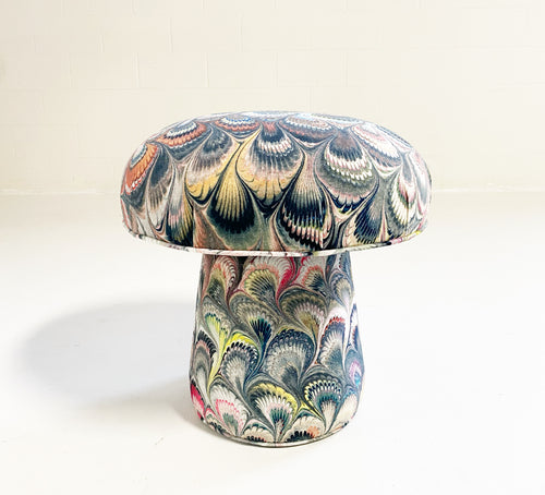 The Forsyth Mushroom Pouf in Beata Heuman Marbleized Velvet