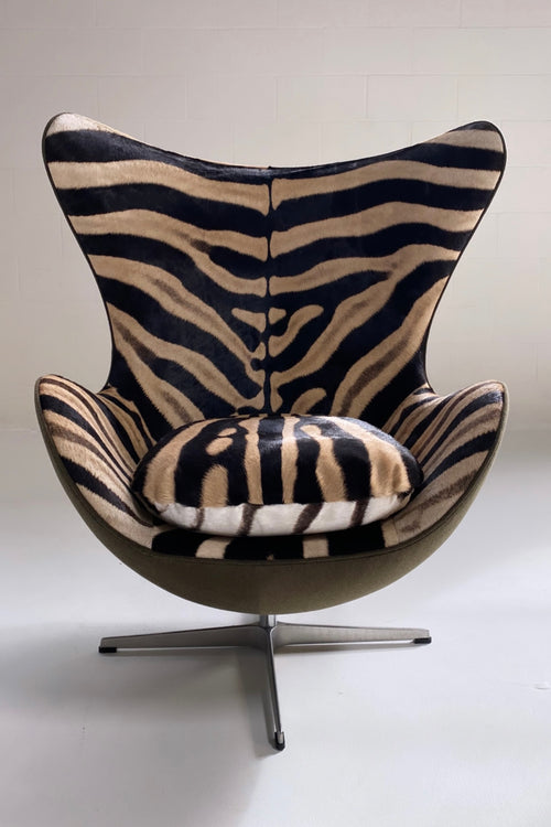 Bespoke Egg Chair and Ottoman in Zebra
