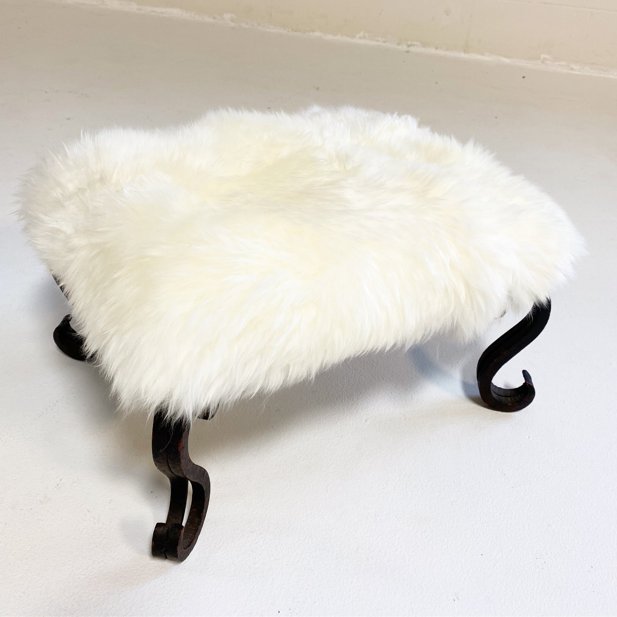 Iron Foot Stool in New Zealand Sheepskin