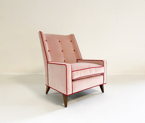 Lounge Chair in Schumacher Velvet and Loro Piana Cashmere
