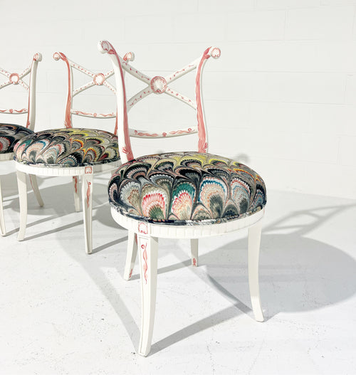 One-of-a-Kind, Hand-Painted 'Sea Monsters' Chairs, Set of 4