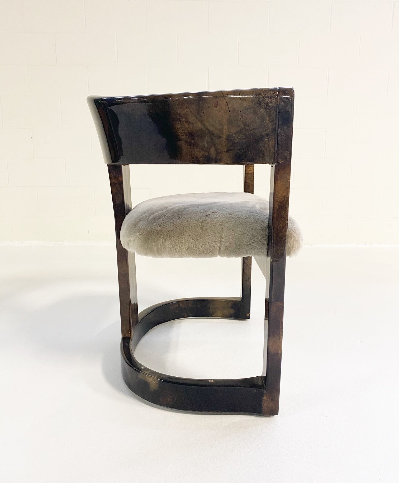 Lacquered Goatskin Armchair in Shearling - FORSYTH