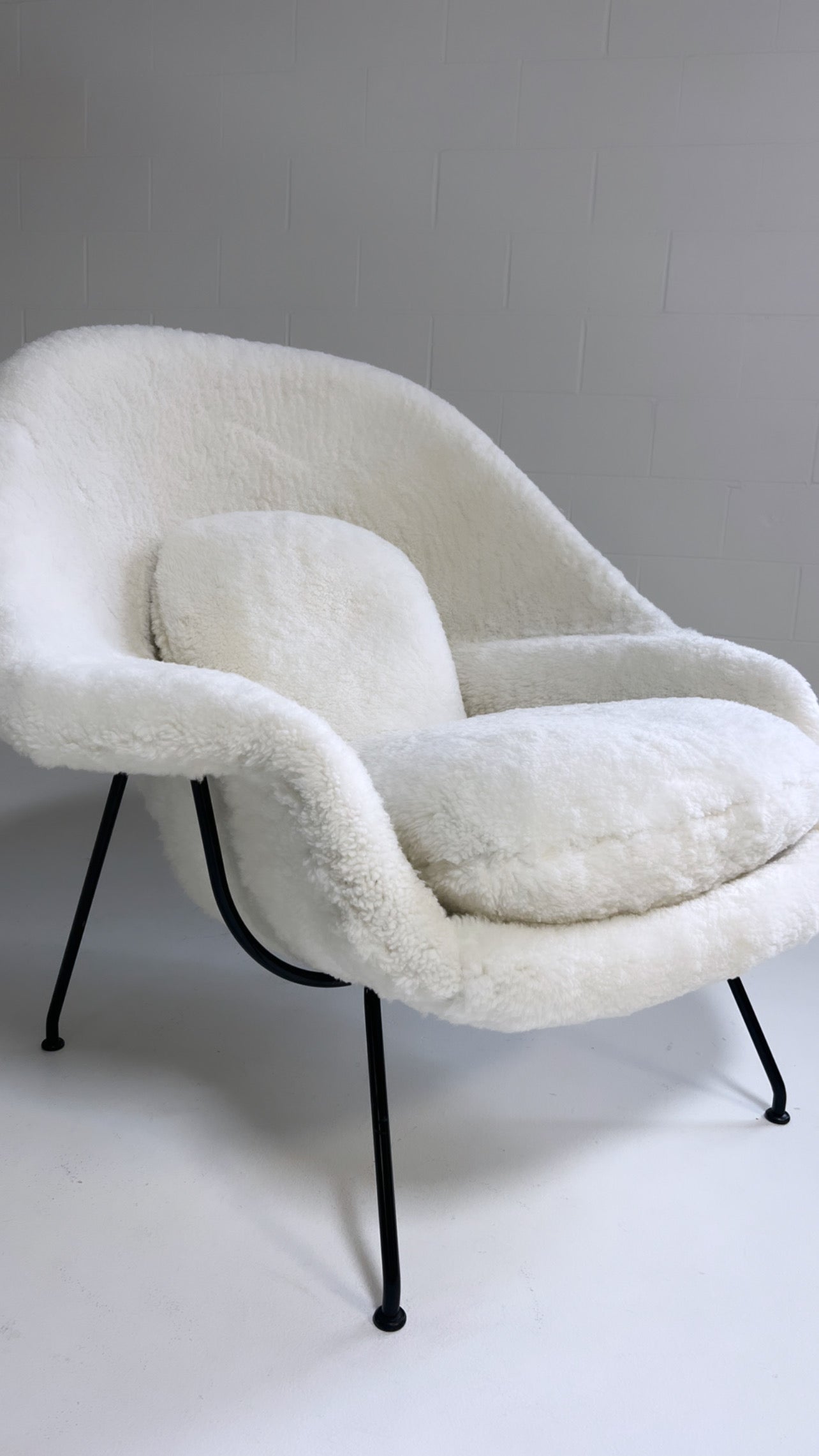 Bespoke Womb Chair and Ottoman in Australian Shearling