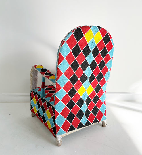 Vintage African Beaded Yoruba Chair - Multicolor