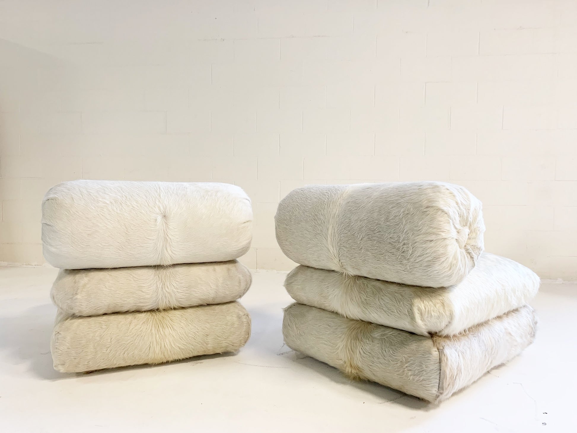 Large Slipper Chairs in Brazilian Cowhide, pair - FORSYTH