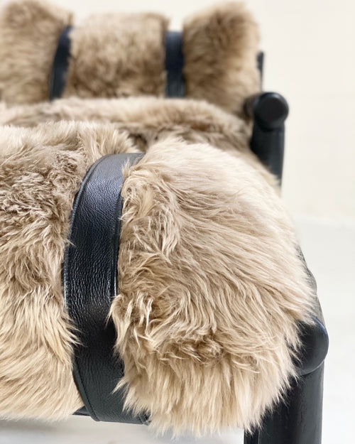 Black Butte Chair and Ottoman with Sheepskin Cushions