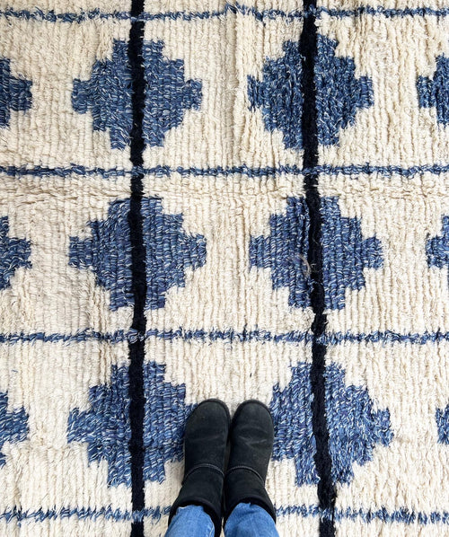 The Shaggy Tile Rug - Blue and Cream